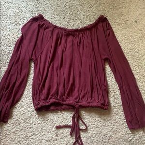 Long sleeve maroon colored shirt